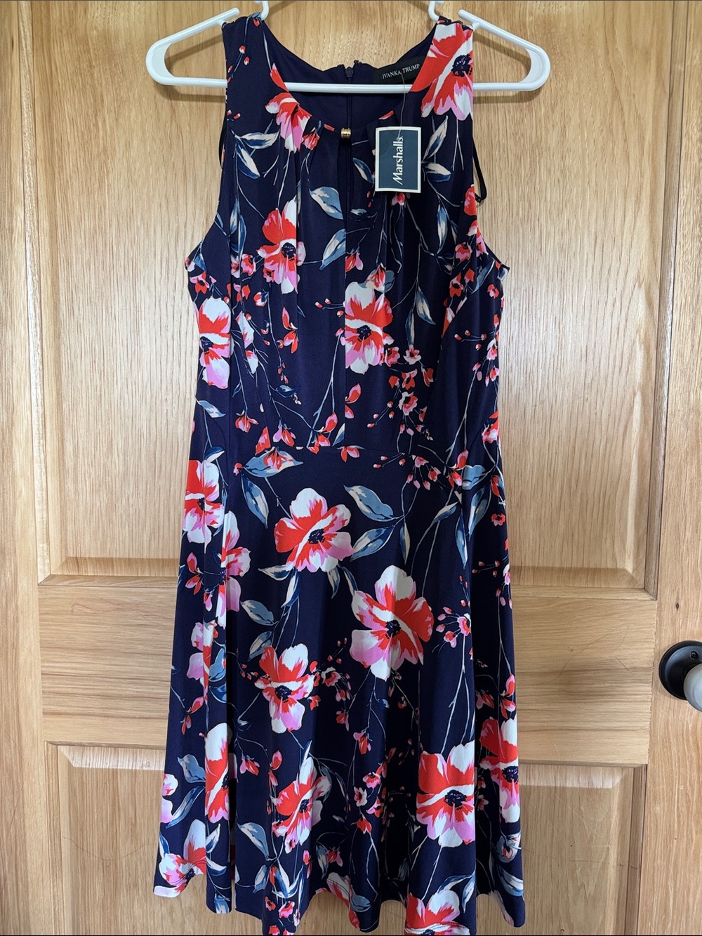 Marshalls Navy Floral Sleeveless Fit-and-Flare Dress